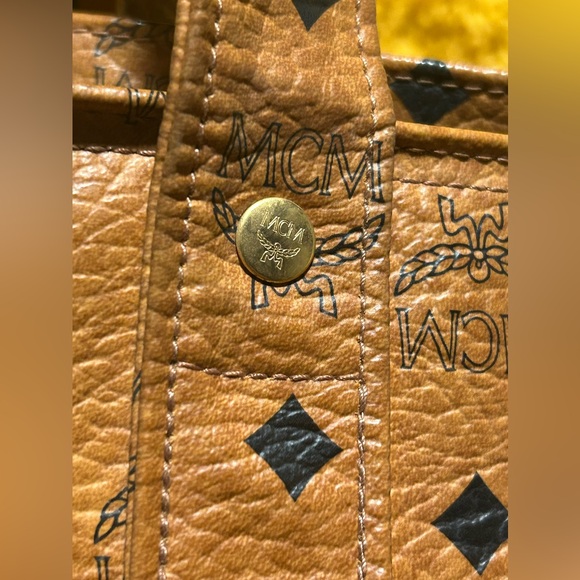 MCM Cognac Monogram Visetos Leather Tote - Picture 6 of 16